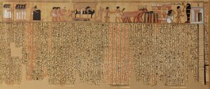 Den afdødes ånd, der stiger ned i dens grav, fra skriveren Neqbeds dødebog, New Kingdom (papyrus)